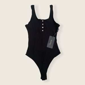 Black ribbed button bodysuit size xs